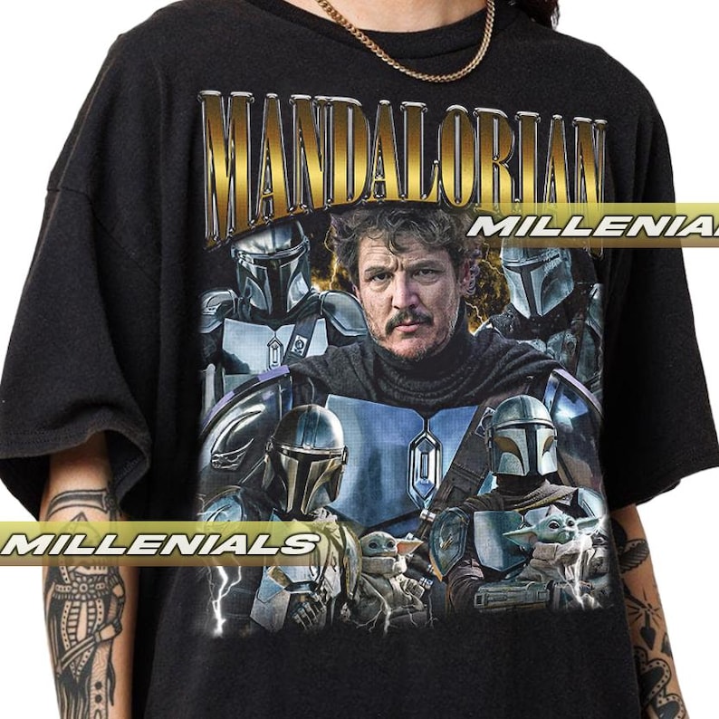 限定マンダロリアンシャツ、ペドロ・パスカルシャツ、ヴィンテージグラフィックTシャツ、ユニセックスシャツ 画像 1