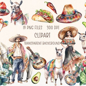 Cinco De Mayo Clipart | Mexiko Aquarell Illustration PNG