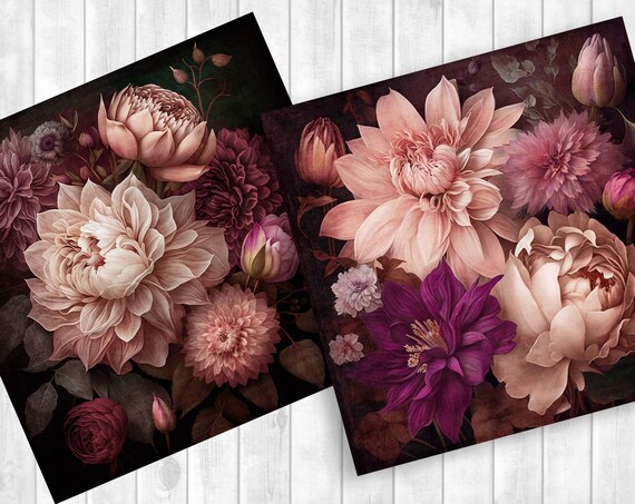 Винтажные Цветы Скрапбукинг Бумага Moody Цветочные Фоны DIY Pack.