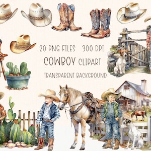 Cowboy Clipart | Watercolor Western Illustration PNG