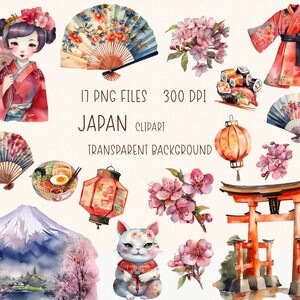 Aquarell Japan Clipart | Reise asiatische Illustration PNG