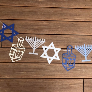 Hanukkah, Chanukah bunting SVG download, dreidel, Star of David, Chanukah candles