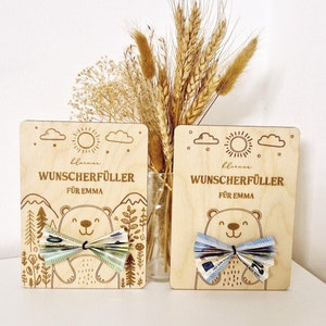 Holzkarte für Geldgeschenk zum Geburtstag, Weihnachten, Taufe, Geburt, Babyparty / Geschenkkarte / Geldkarte / Wunscherfüller für Kinder