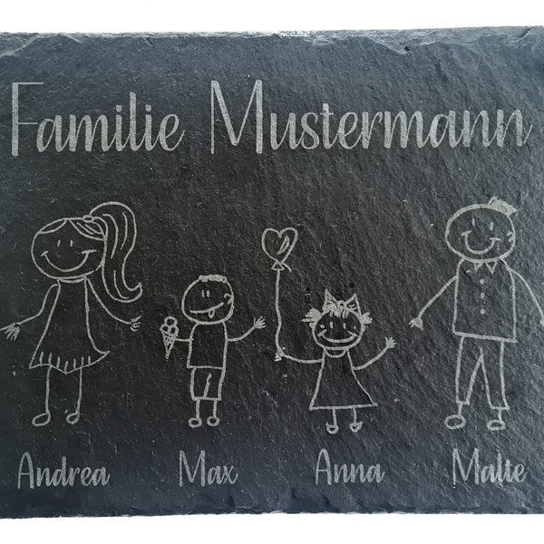 Personalisiertes Namensschild / Türschild / Haustürschild aus Schiefer / Schieferplatte / Namensgravur / Familie