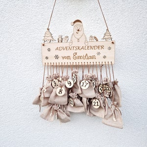 Calendario de Adviento personalizado con iluminación LED / Calendario de Adviento para rellenar / Navidad / bolsas de yute / infantil imagen 2