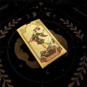 Gold Foil Tarot 12x7cm 80 Cards Deck PVC Waterproof Wear-resistant ...
