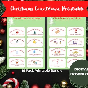 Holiday Countdown Printable / Christmas Advent Calendar Printable / Advent Activity Cards for kids and family/ Christmas Activity for kids