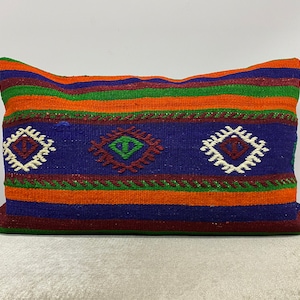 Tela de diseño, 16x24 Almohada Kilim étnica, Almohada Kilim turca tejida a mano, Almohada decorativa, Funda Boho Euro Sham, Funda de cojín