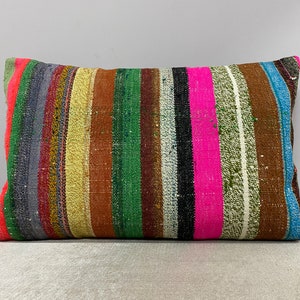 Tela de diseño, 16x24 Almohada Kilim étnica, Almohada Kilim turca tejida a mano, Almohada decorativa, Funda Boho Euro Sham, Funda de cojín