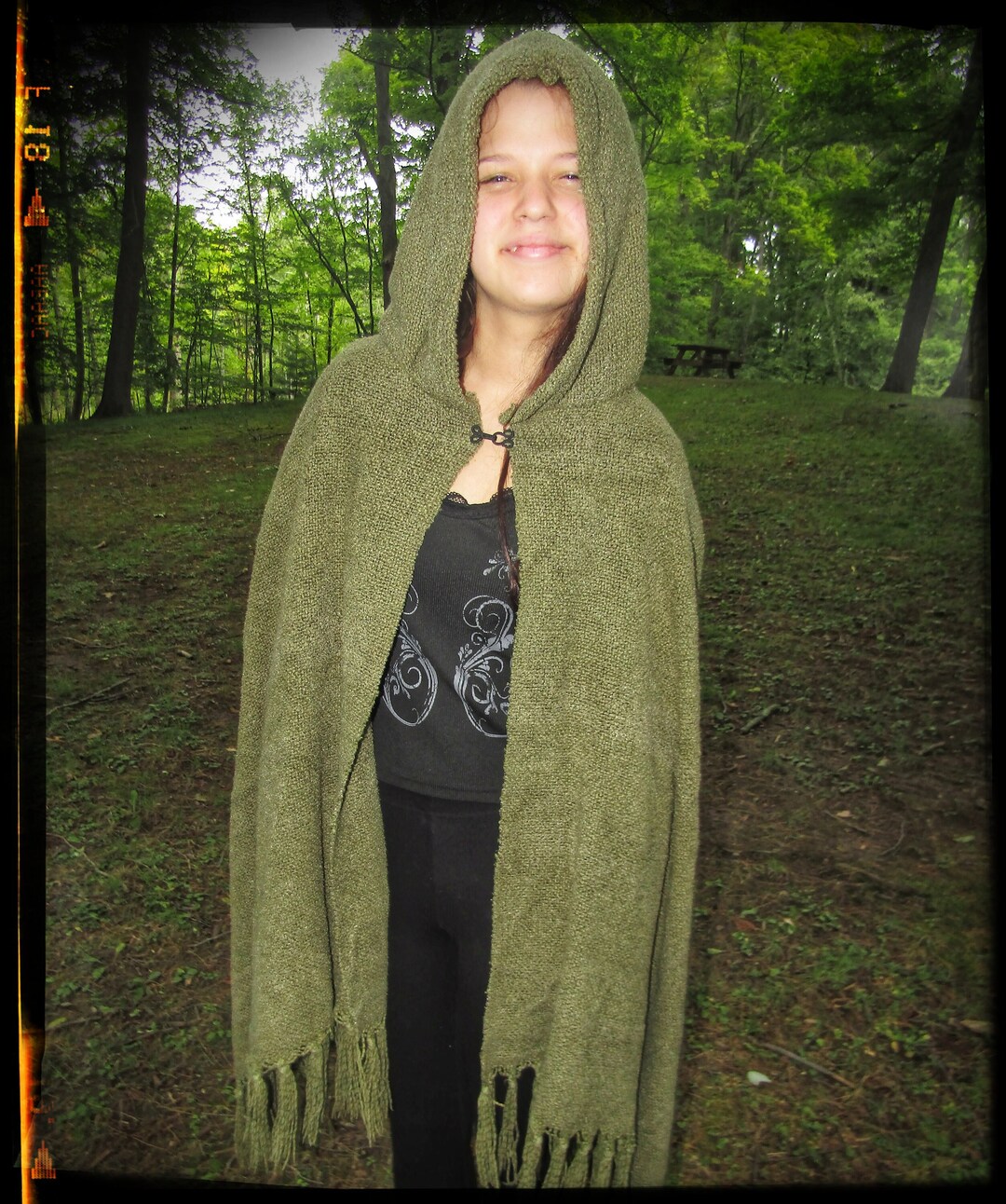Dark Green Hooded Cloak - Etsy