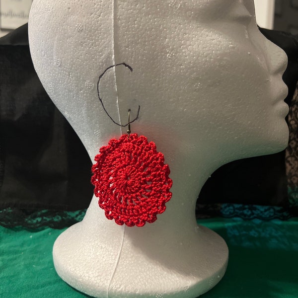 Hand made crochet doily earring