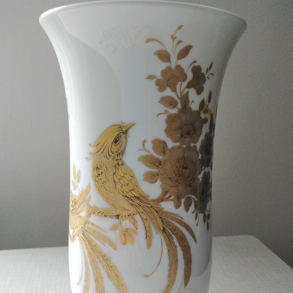 Vase / Albot & Keizer / porcelain / tune / vintage / golden birds / golden flowers