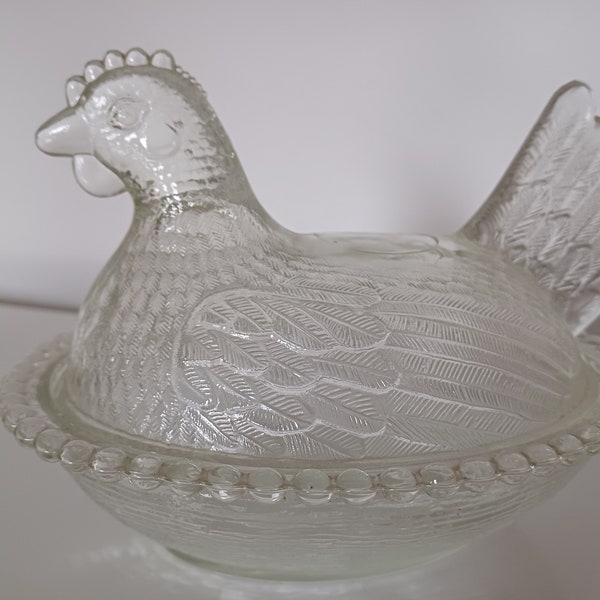 Vintage / Klarglas / Henne auf Nest / Indiana Glass