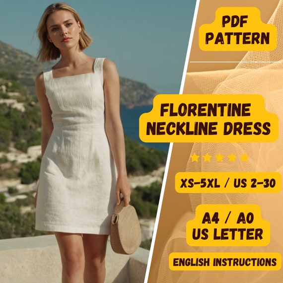 square neck a line dress pattern A-line Mini Dress, Neckline, Digital Sewing Pattern, XS - 5XL PDF, Sleeveless Linen Long sleeve Color:Boysenberry TCEC Red Dresses – Maroon, Your Account → Purchases