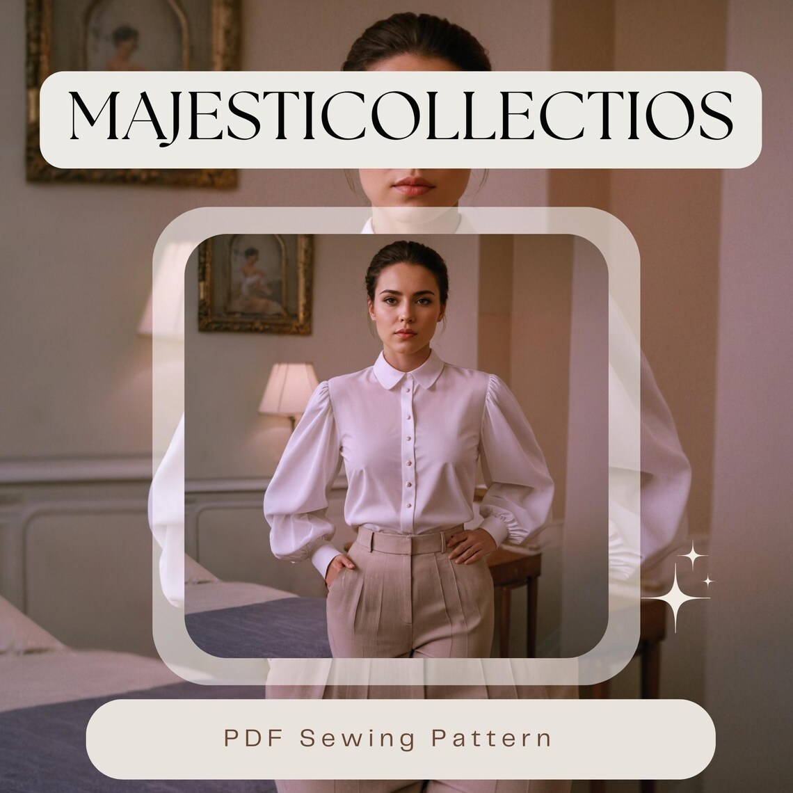 Bishop Sleeve Blouse Sewing Pattern | PDF | Bell Sleeve Shirt | Lantern ...