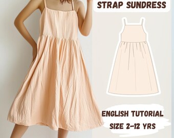 Boho Girls Summer Dress Sewing Dress, Flowy Cotton Midi Dress, Sleeveless Spaghetti Strap Sundress, Casual Beach Outfit, Holiday Dress