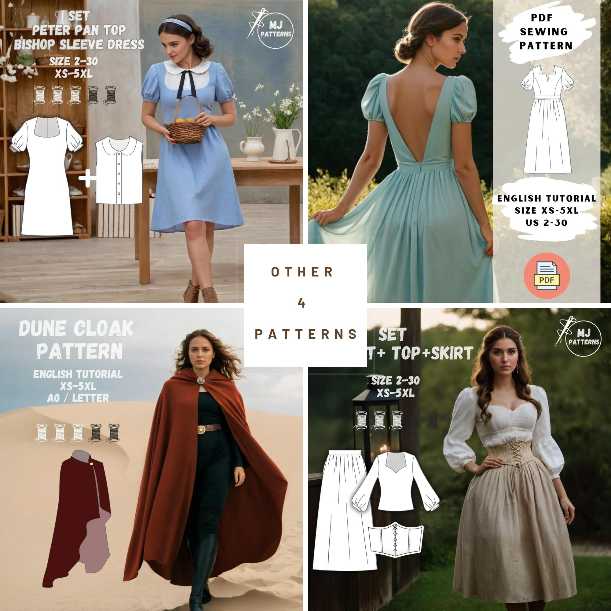 Cottagecore Sewing Patterns Bundle - 15 PDF Patterns for Dresses ...