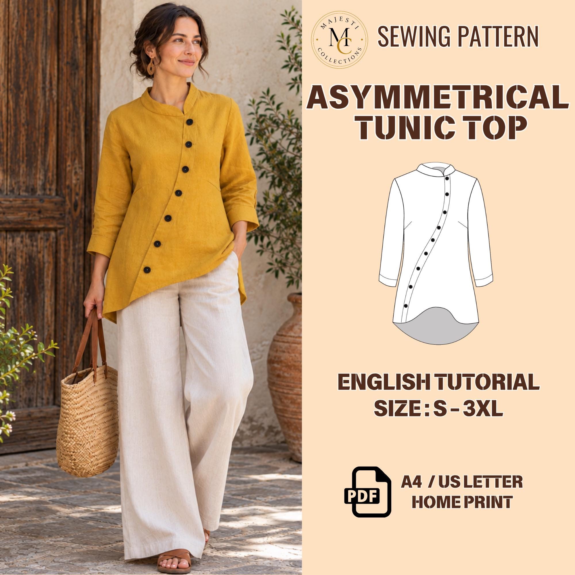 Asymmetrical Button Top - Etsy