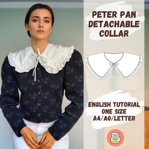 Oversized Ruffle Detachable Collar | Sewing Collar Pattern | Peter Pan Ruffled Collar | Bow Collar | Cottage Core -Fairytale | Easy to Sew