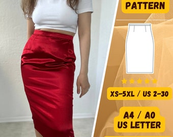 Pencil Skirt Sewing Pattern for Women, Formal High Waisted Skirt Pattern, Easy Skirt PDF Pattern, Sewing PDF Pattern