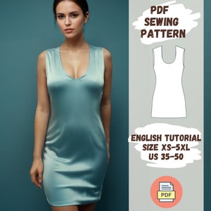 Slip Dress Pattern, Silk Dress Sewing Pattern, Beginner Dress Pattern, Camisole Dress Pattern, Simple Dress, Nightgown Pattern
