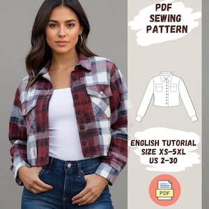 Jacket Pattern | Women Short Jacket Sewing Pattern | Women&#39;s Shirt Jacket | sewing pattern | Easy Jacket Pattern