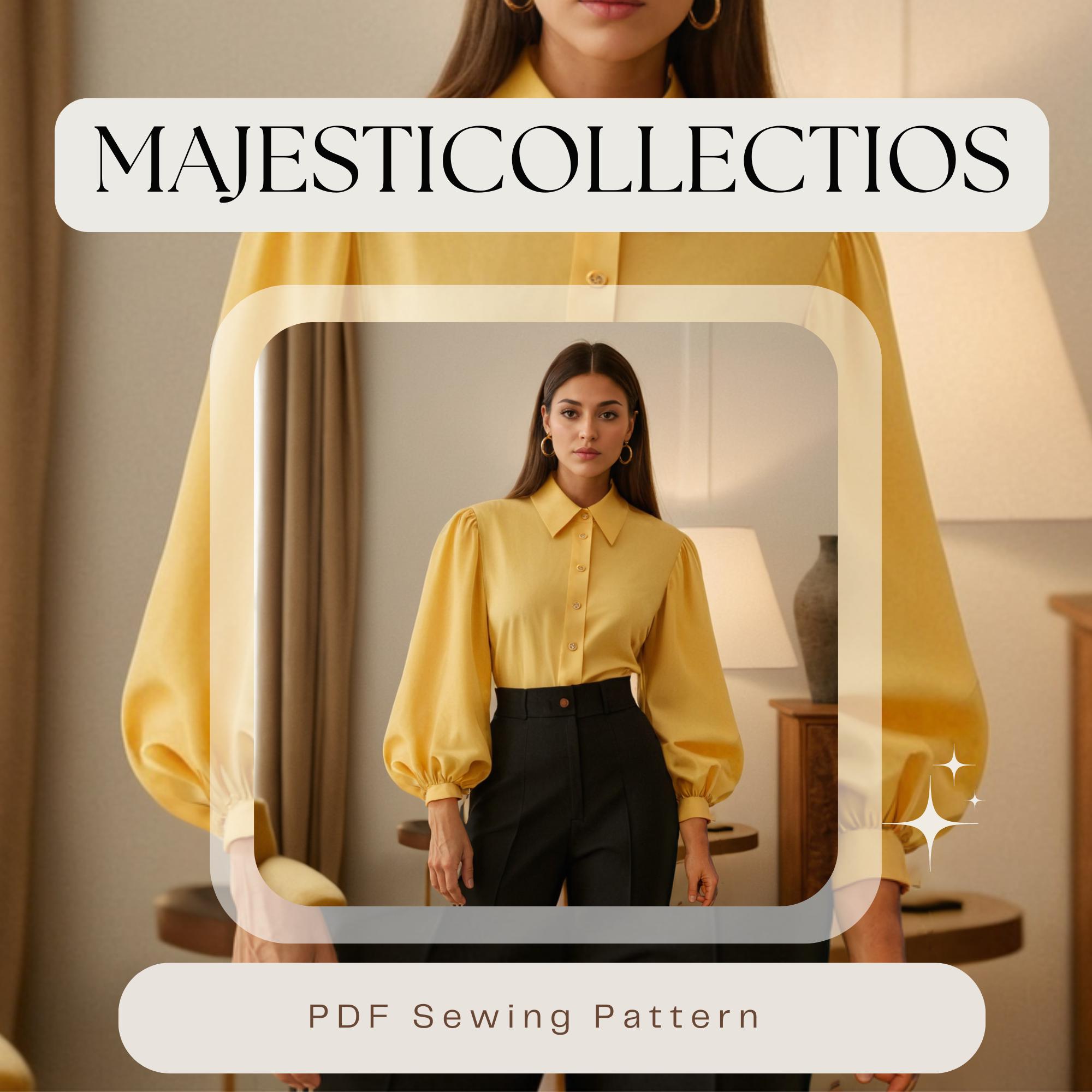 Bishop Sleeve Blouse Sewing Pattern - PDF Blouse Pattern, Women's ...