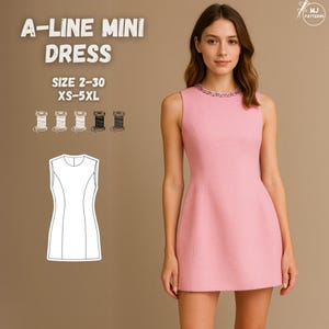 A-Line Mini Dress Sewing Pattern – Sleeveless PDF Pattern XS–5XL | Beginner-Friendly Summer Dress | Instant Download | Cotton Dress | XS-3XL