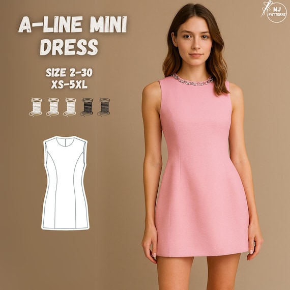 short a line dress pattern A-line Mini Sewing – Sleeveless PDF Pattern XS–5XL | Beginner-friendly Summer Dress | Instant Download | Cotton Dress | XS-3XL Im always happy to oregon fashion Date Night Dresses Spaghetti Color:Lilac-white