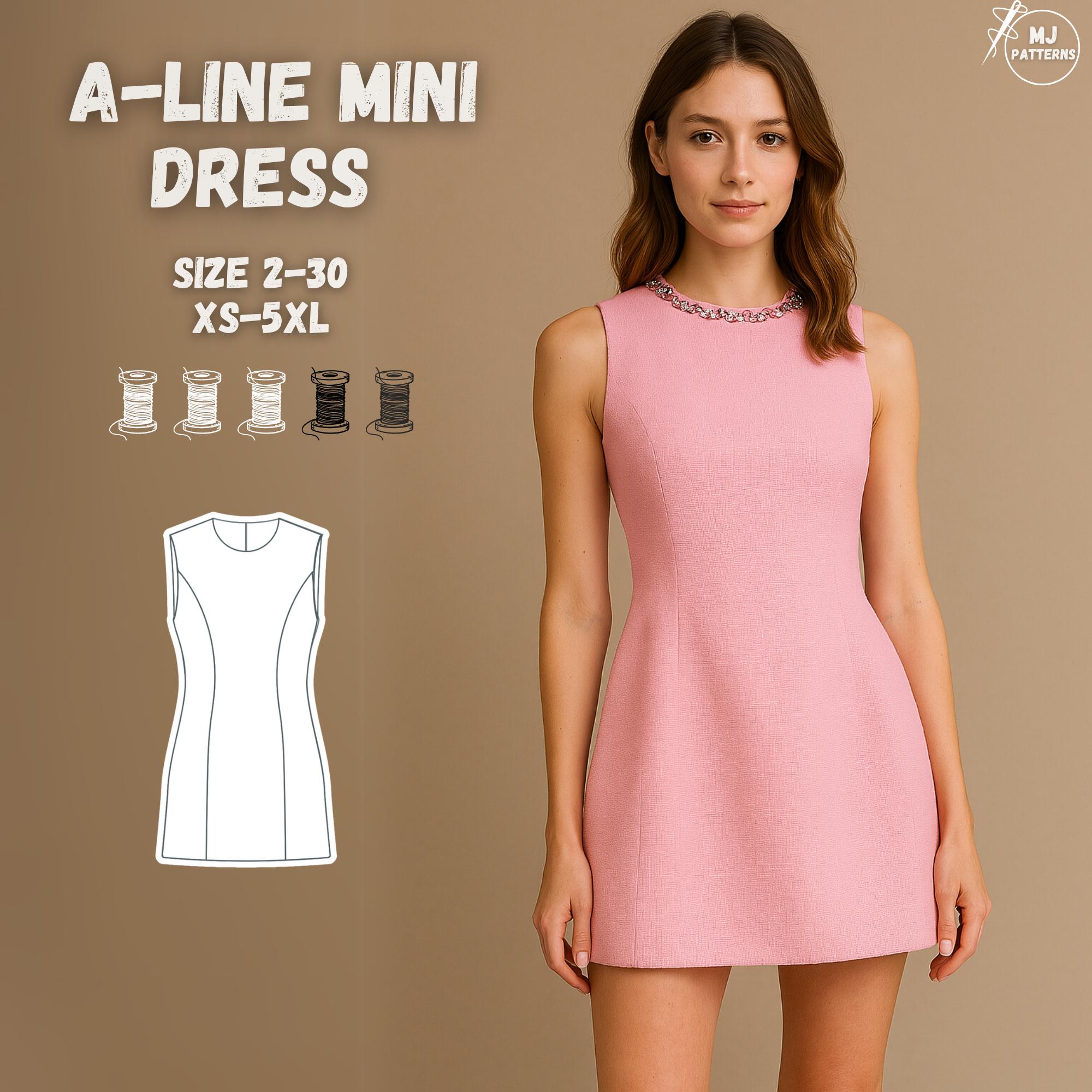 navy blue dress for baby girl A-line Mini Dress Sewing Pattern – Sleeveless PDF Pattern XS–5XL |  Beginner-friendly Summer Dress | Instant Download | Cotton Dress | XS-3XL
