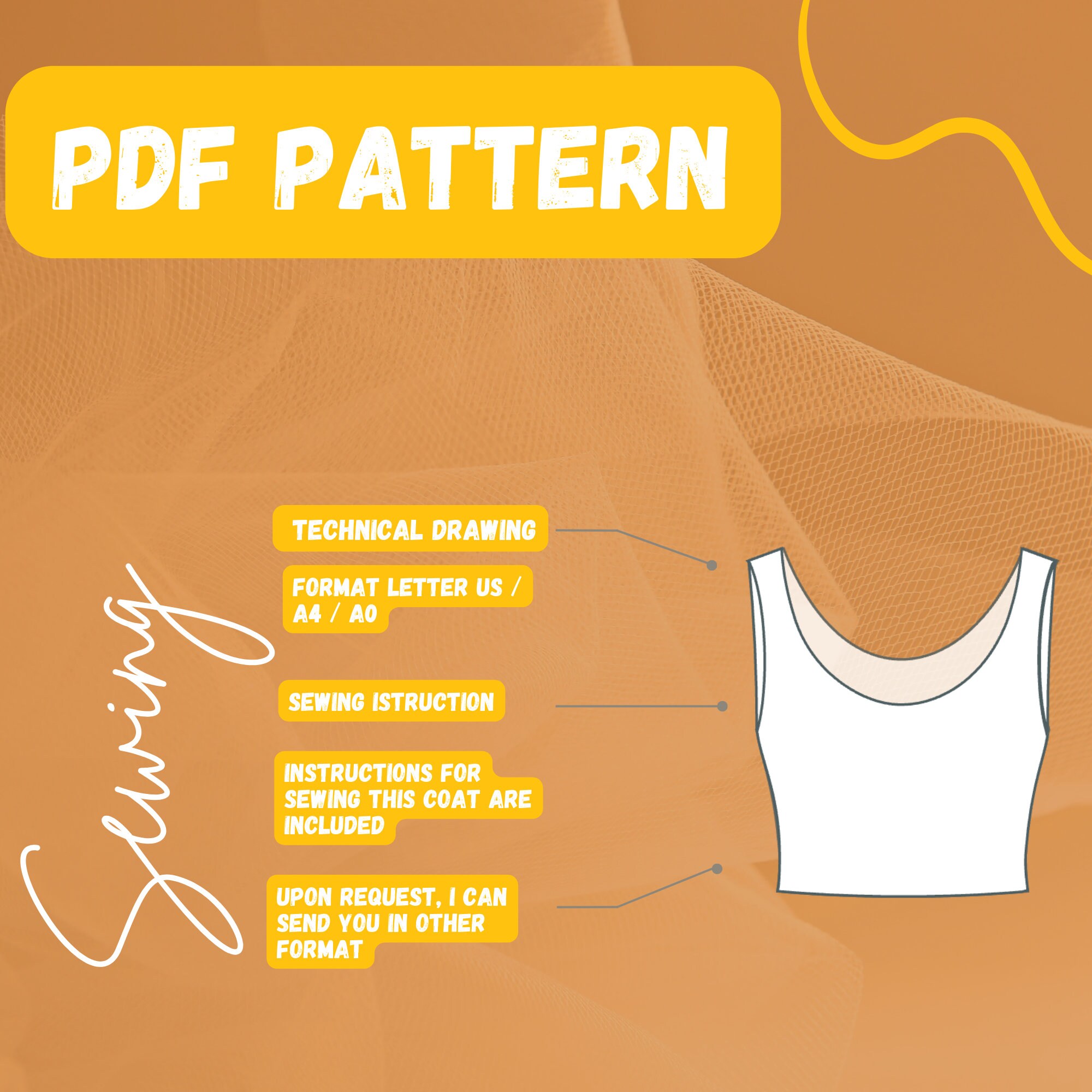 Crop Top Sewing Pattern | PDF Pattern | Scoop Neckline | Summer Top ...