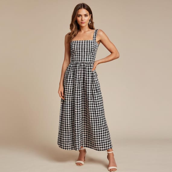 Gingham Dress Sewing Pattern PDF, Maxi Dress Tutorial, XS-5XL, Printable  PDF Pattern, Strap Spaghetti Dress, Pockets Dress - Etsy