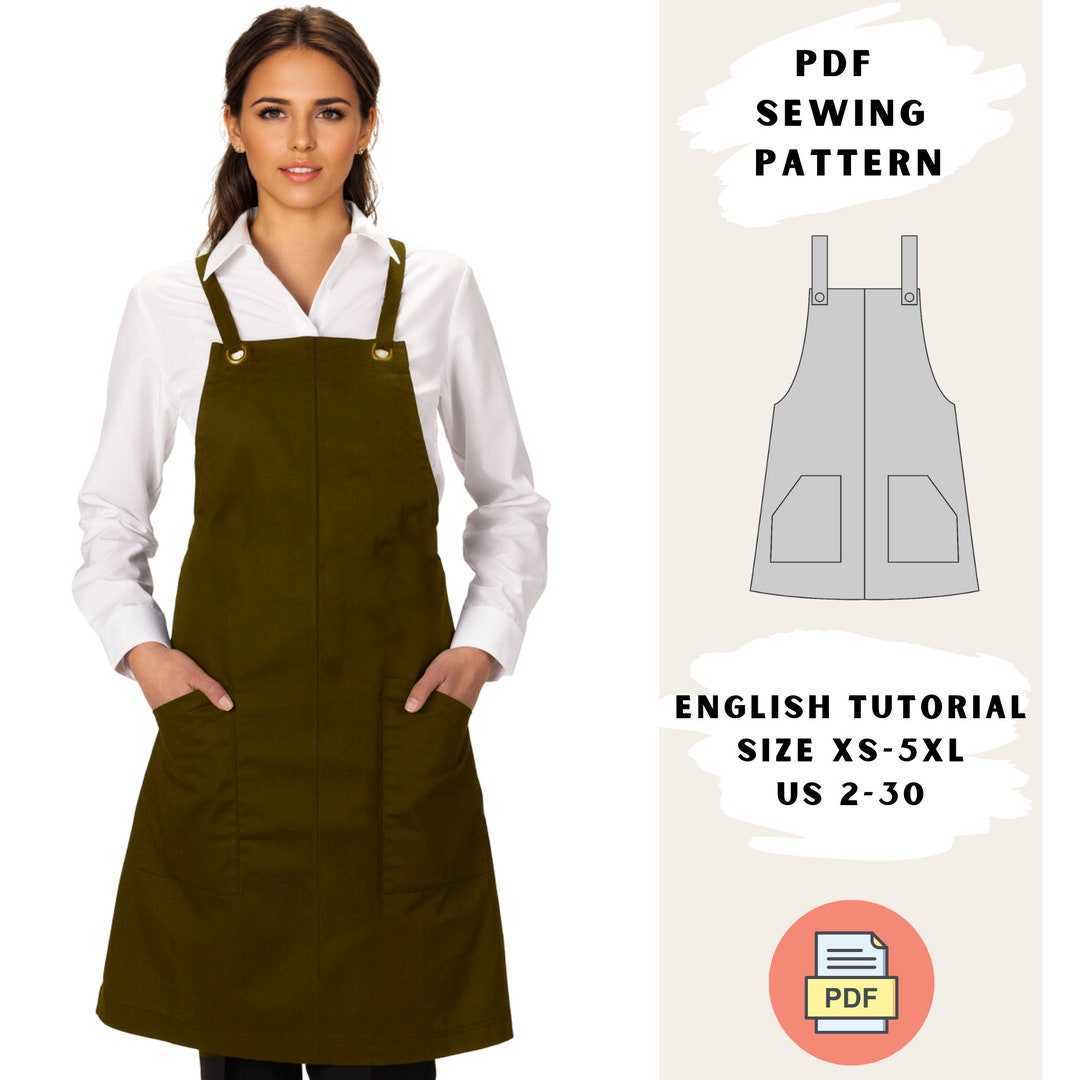 Crossback Apron Sewing Pattern PDF Coworker Adjustable Straps