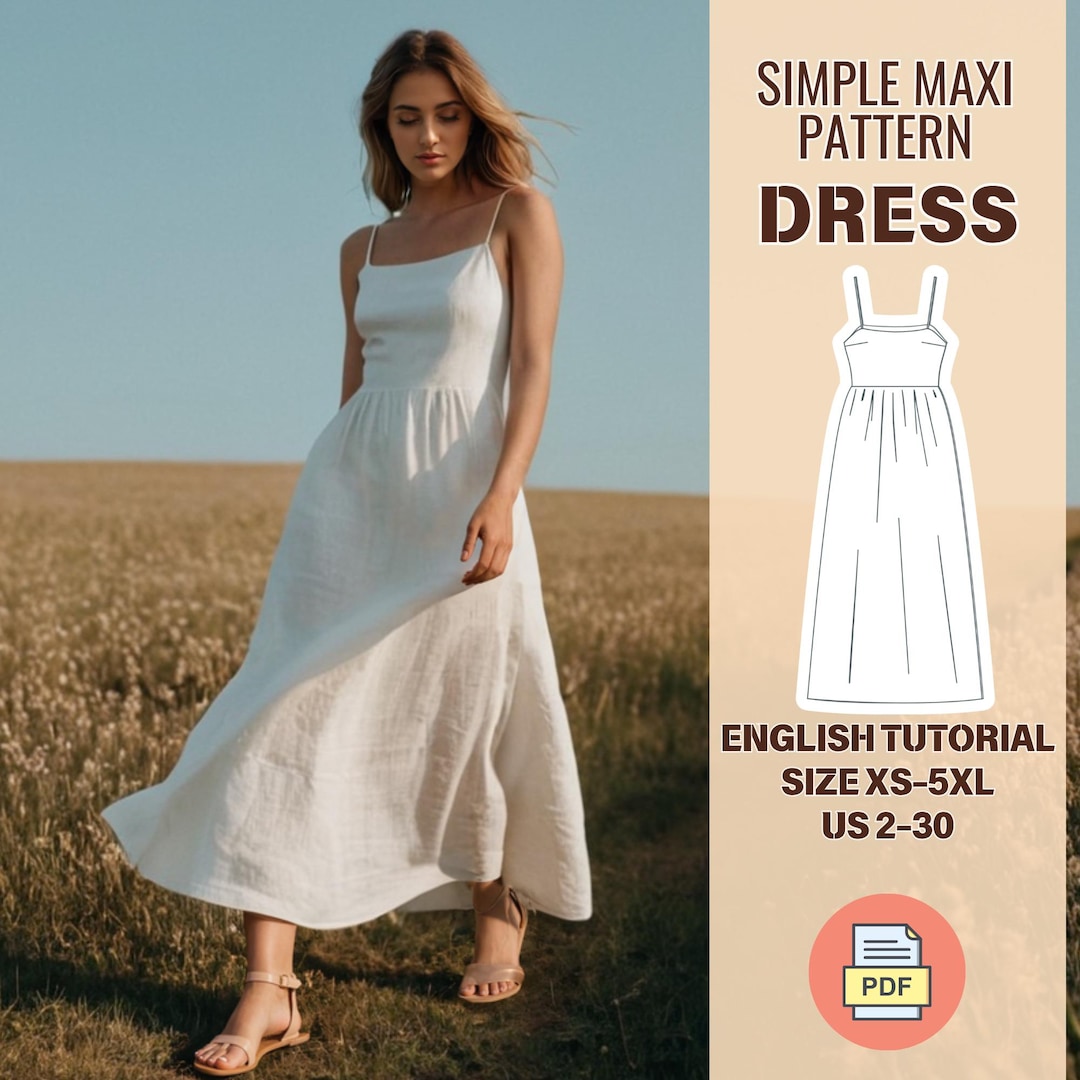 Simple Maxi Dress Sewing Pattern – PDF Dress Pattern With English ...