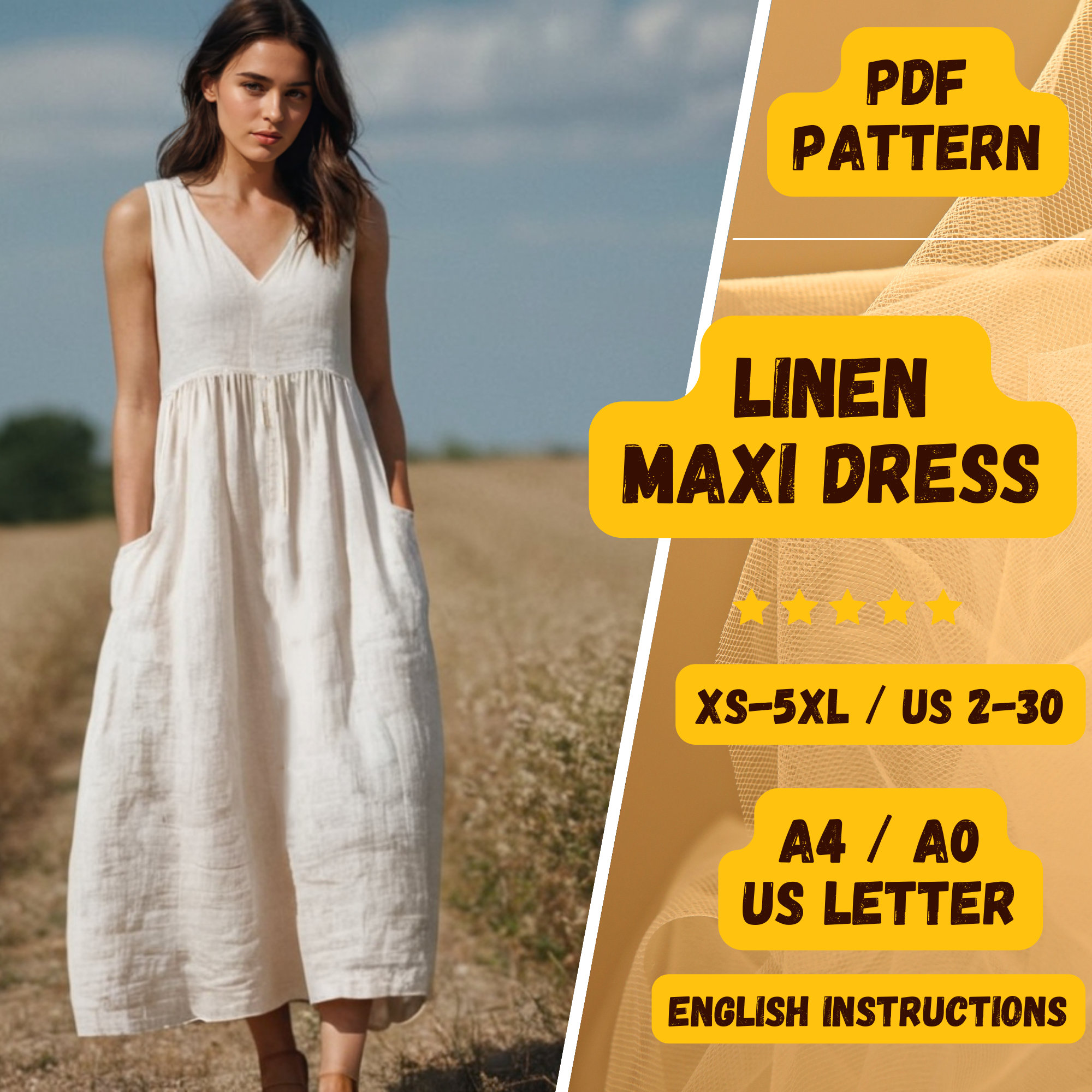 A-Line Cotton Linen Maxi Skirt 3323 A-Line Cotton Linen Maxi Skirt 3323