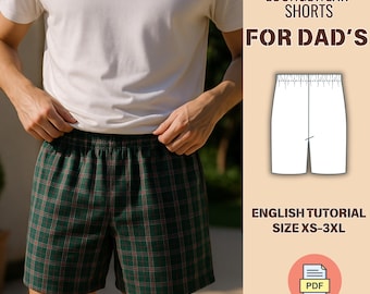 Men's Plaid Cotton Shorts Pattern PDF – Easy Sewing Pattern for Men’s Summer Shorts, Comfy Lounge Shorts, Boxer Style, Boxers Loungewear