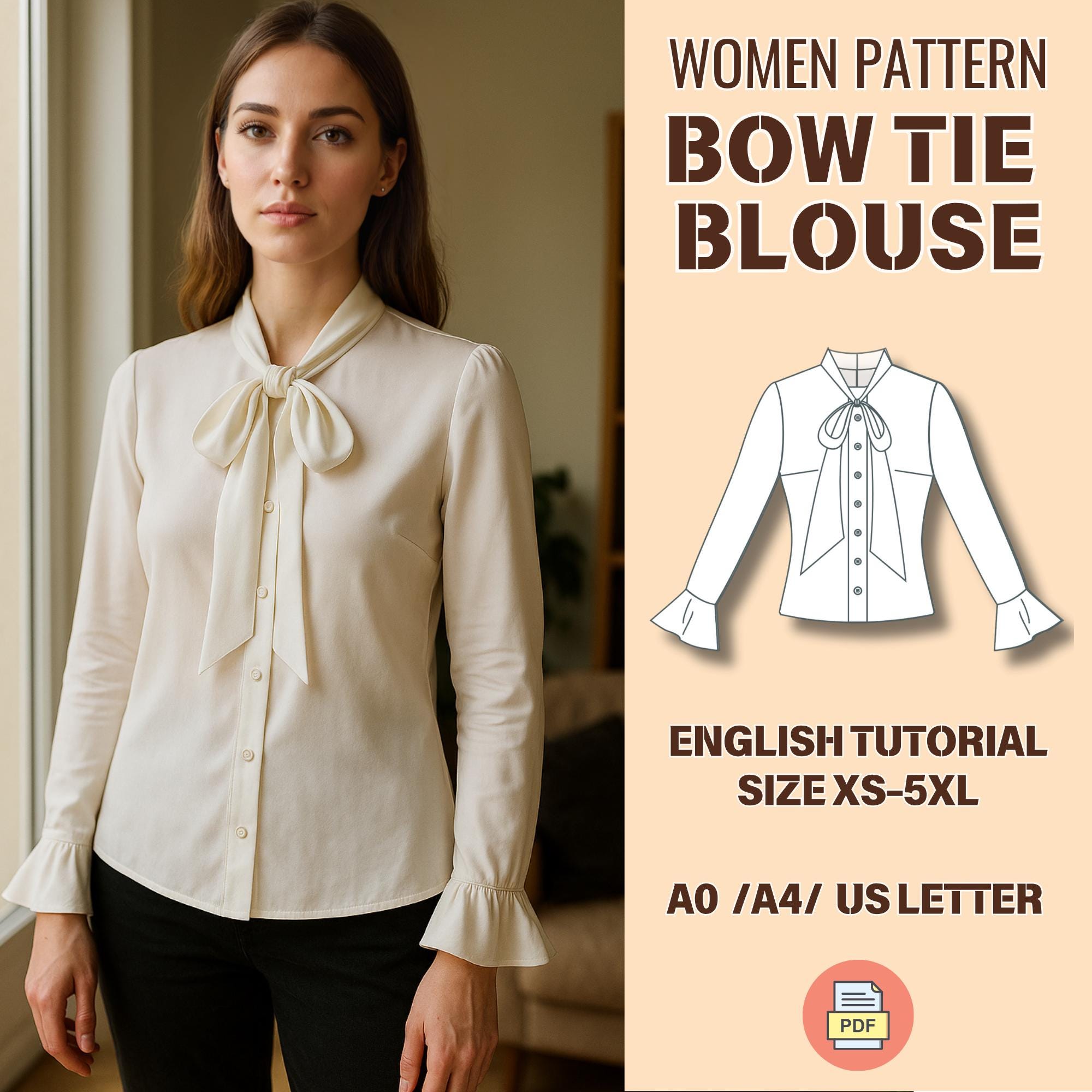 Cotton Bow Blouse - Etsy