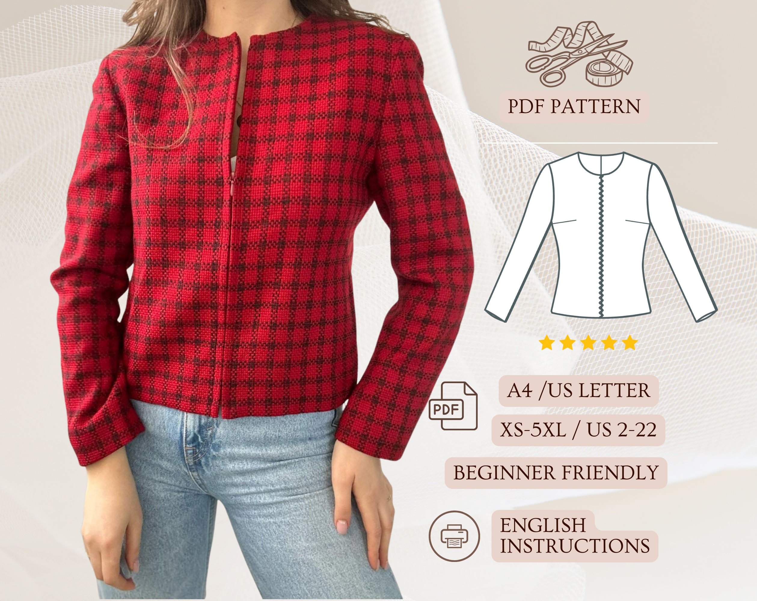 Collarless Coat - Etsy