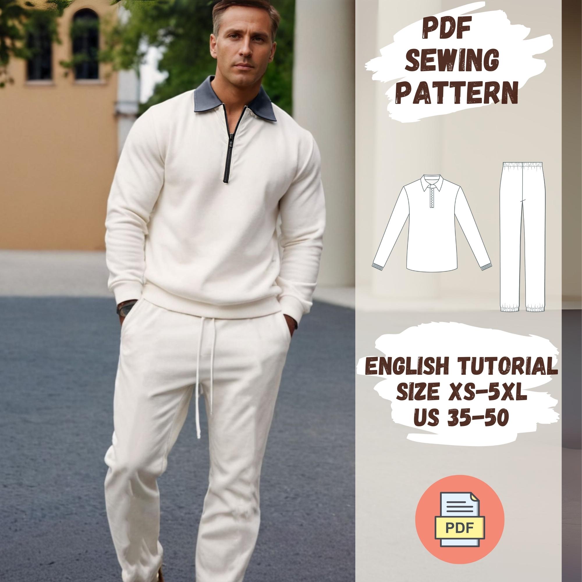 Men's Casual Zip-Up Sweatshirt and Jogger Set Sewing Pattern | Cozy Loungewear Outfit | Comfortable Athletic | Minimalist Men's Two-Piece