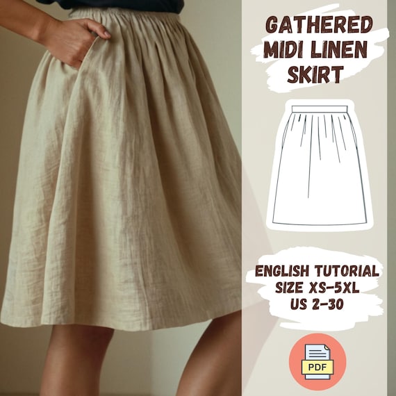 Skirt With Pockets Easy Elastic Waist Gathered Skirt Ladies Flat