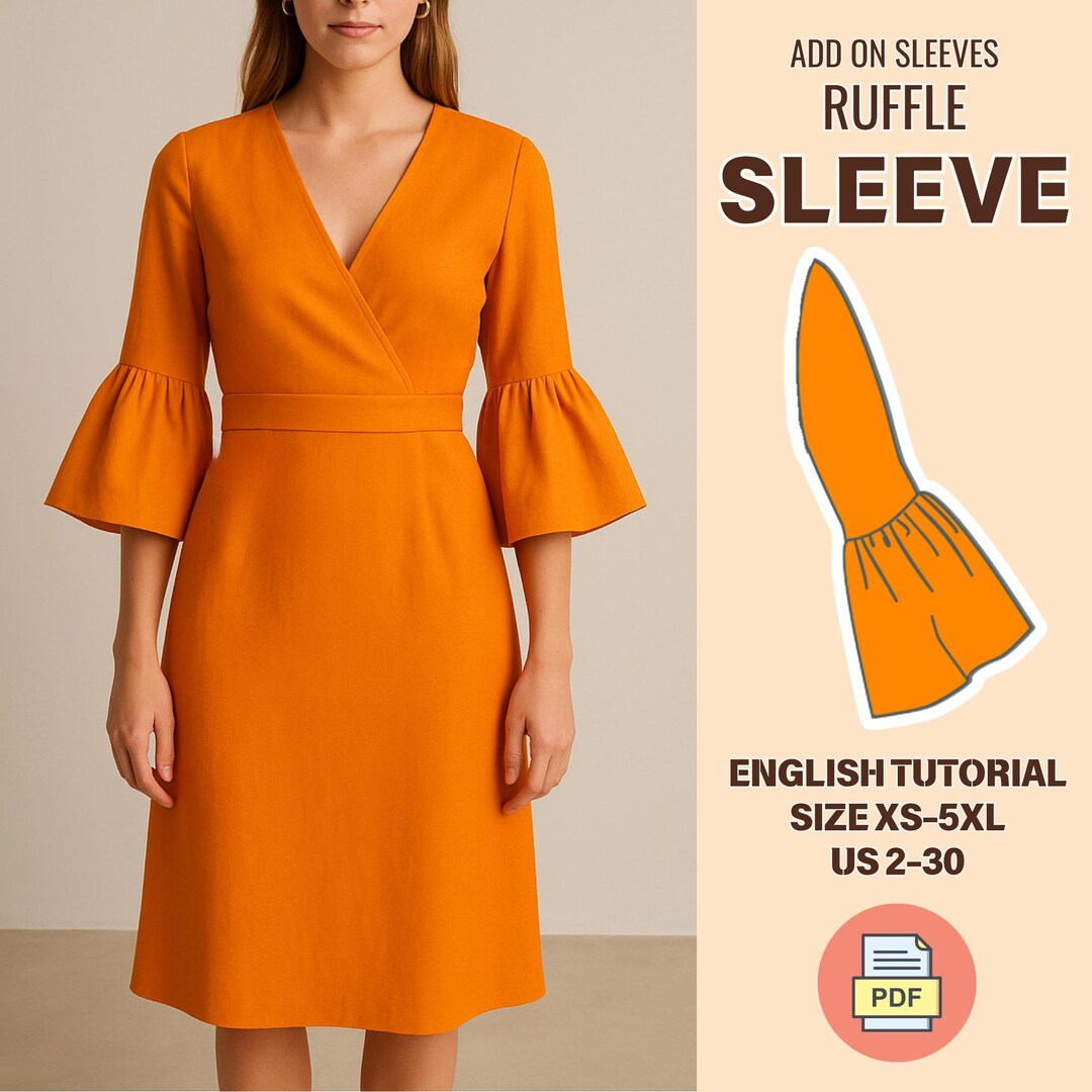 Ruffle Sleeve Add on PDF Sewing Pattern for Dresses and Top | Digital ...