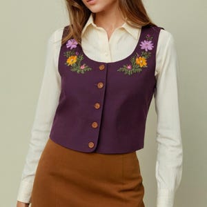 Embroidered Button Detail Vest