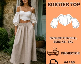 Corset Top Sewing Pattern, Bustier Crop Top PDF