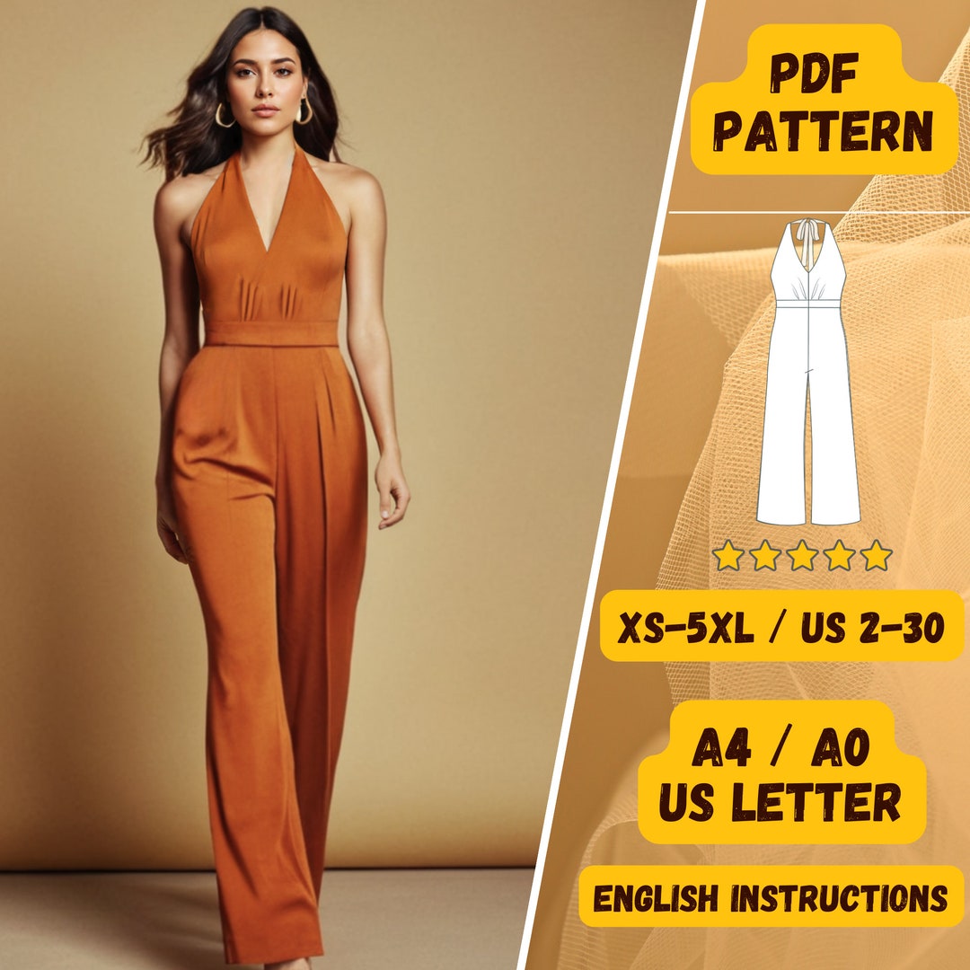 Orange halter jumpsuit sale