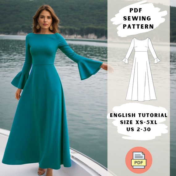 chinese dress ladies Printed Long Sleeve Maxi Dress main image 0