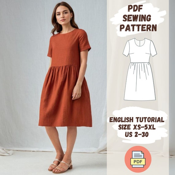 knee length dresses for ladies Lily Linen Dress Pattern main image 1