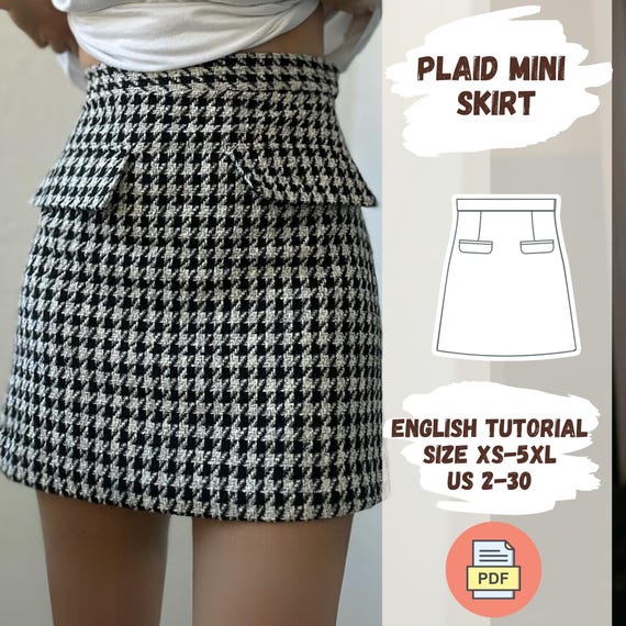 Paid Mini Skirt | Houndstooth Mini Skirt Sewing Pattern | Fall and