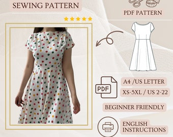 Simple Dress Sewing Pattern PDF Easy Sewing Pattern Women Cotton