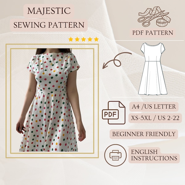 Simple Dress Sewing Pattern PDF Easy Sewing Pattern Women Cotton