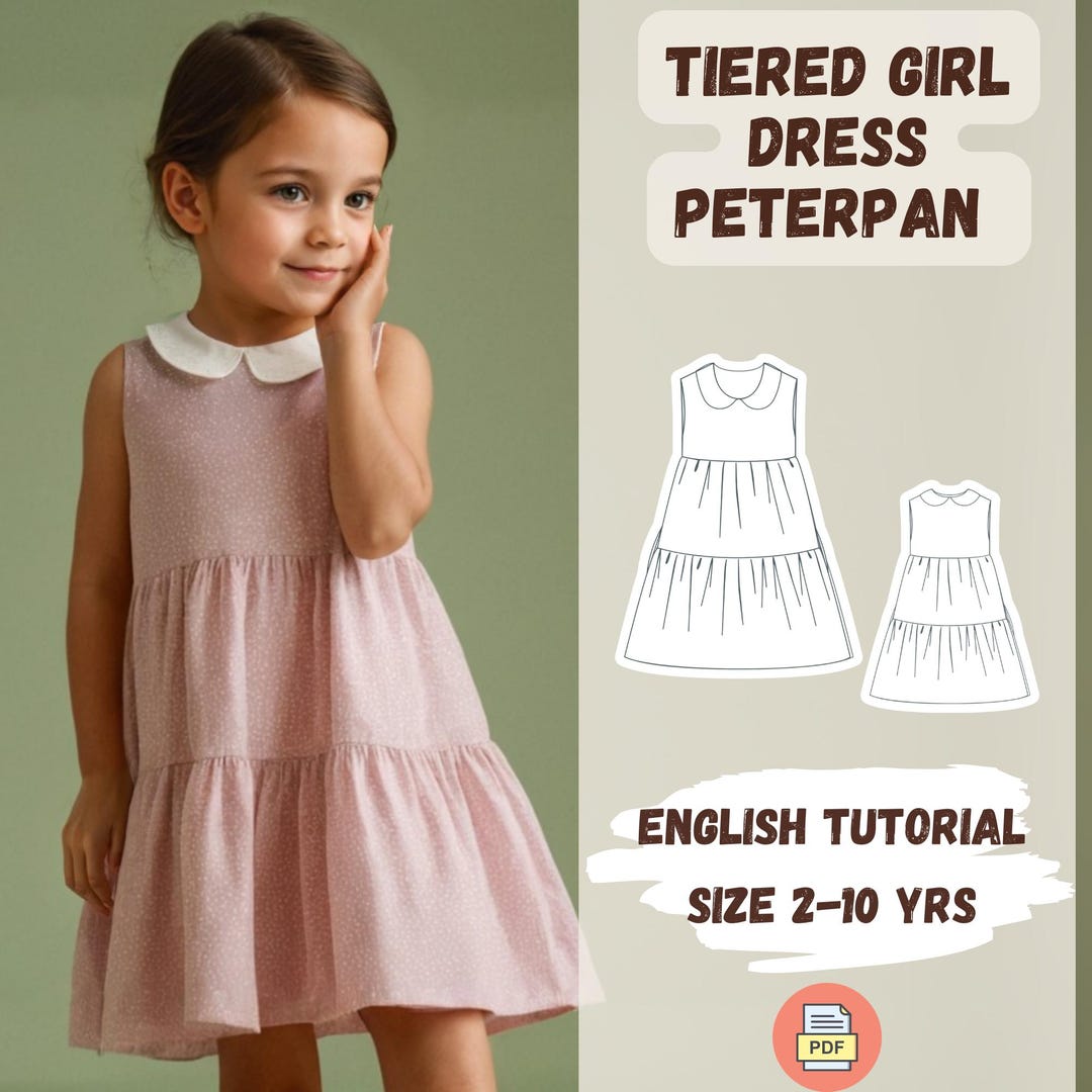 Patron de couture de robe pour fillette à plusieurs niveaux avec